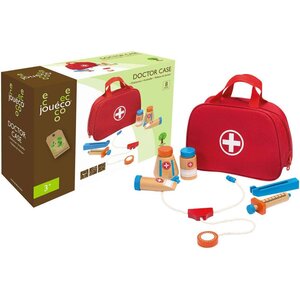 Johntoy 80037 - Jouéco Mallette de médecin avec accessoires en bois 8 pièces