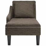 vidaXL Fauteuil long et coussin/accoudoir droit gris foncé similicuir