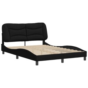 vidaXL Cadre de lit sans matelas Hvar noir 140x200 cm tissu