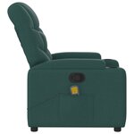 vidaXL Fauteuil inclinable de massage vert foncé tissu