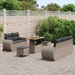 vidaXL Ensemble de canapé de jardin 8 Pièces Gris polyrotin
