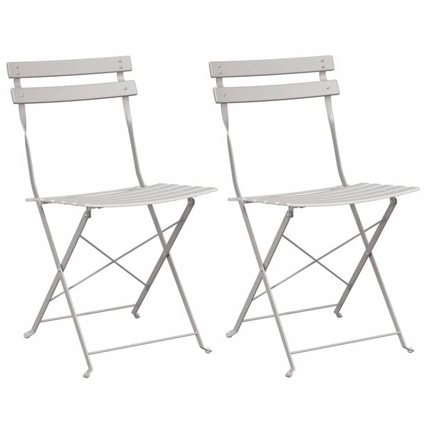 vidaXL Chaise de jardin pliante 2 Pièces Beige 42 x 46 x 82cm Acier