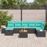 vidaXL Ensemble de canapé de jardin avec coussin 8 Pièces Noir polyrotin