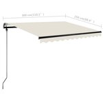 vidaXL Auvent automatique sur pied 300x250 cm Crème