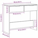 vidaXL Table console Chêne noir 90 x 36 x 75 cm Bois d'ingénierie