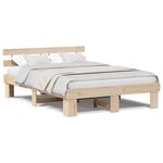 vidaXL Cadre de lit Marron 140 x 200 cm Bois de pin massif