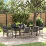vidaXL Ensemble de salle à manger de jardin 7 pièces avec coussins gris clair poly rattan