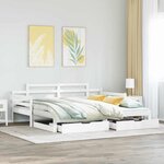 vidaXL Lit de jour avec gigogne et tiroirs sans matelas blanc 90x200cm