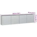 vidaXL Lit surélevé de jardin 320x40x77 cm Acier galvanisé Argenté