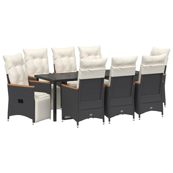 vidaXL Ensemble de salle à manger pour jardin 9 pc Noir polyrotin