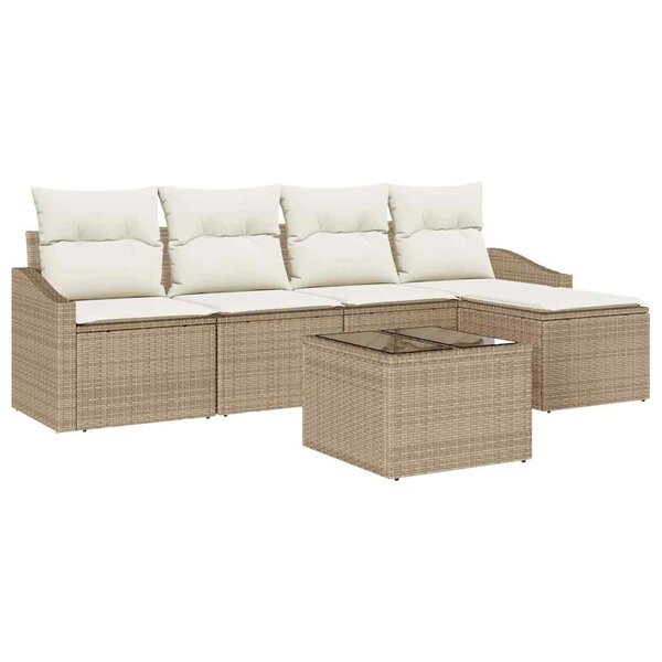 vidaXL Ensemble de salle à manger pour jardin 6 Pièces Beige  Crème