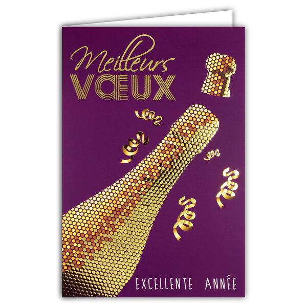 Carte Meilleurs Vœux Bonne Année + Enveloppe 12x17cm