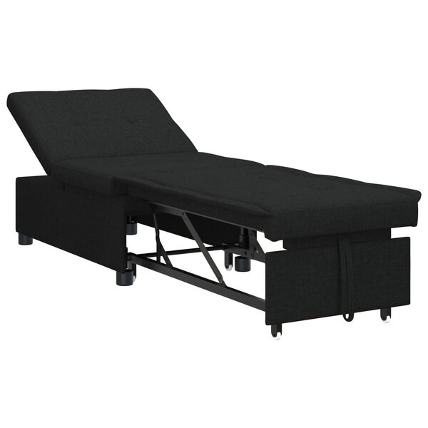 vidaXL Canapé-lit 3-en-1   en tissu noir dépliable
