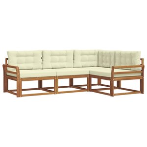 vidaXL Ensemble de canapés d'extérieur 4 pc Naturel et Crème