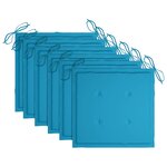 vidaXL Chaises de jardin et coussins bleu lot de 6 Bois de teck massif