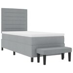 vidaXL Lit Box Spring avec Matelas & Banc Gris Clair 100x200 cm Tissu