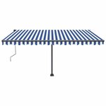vidaXL Auvent automatique capteur de vent/LED 400x350 cm Bleu et blanc