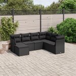 vidaXL Salon de jardin 7 Pièces avec coussins noir résine tressée