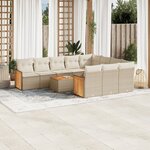 vidaXL Salon de jardin 11 Pièces avec coussins beige résine tressée