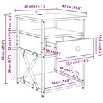 vidaXL Cabinet de chevet avec tiroir 2 Pièces Bois ancien 40 x 42 x 55 cm