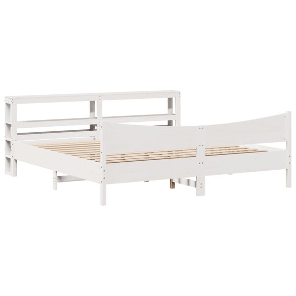 vidaXL Cadre de lit et tête de lit blanc 200x200 cm bois de pin massif