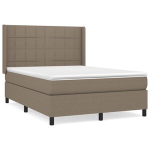 vidaXL Sommier à lattes de lit avec matelas Taupe 140x190 cm Tissu