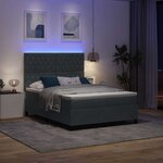 vidaXL Lit à ressort LED avec matelas Gris foncé 140 x 190 cm tissu