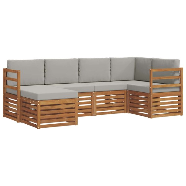 vidaXL Ensemble de canapés d'extérieur 6 pc Gris Naturel et Clair