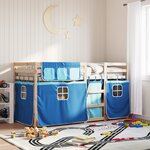 vidaXL Lit superposé avec rideaux bleu 80x200 cm bois pin massif