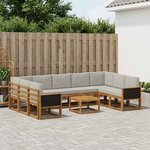 vidaXL Ensemble de canapés d'extérieur 10 pc Naturel et gris clair