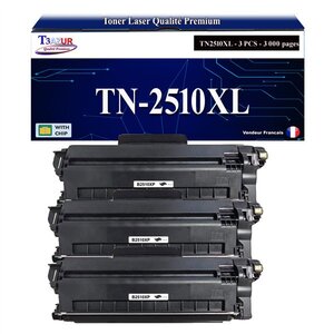 T3AZUR - 3x Toners compatibles avec Brother DCP-L2620DW  DCP-L2627DW  DCP-L2627DWE  TN2510  TN2510XL