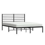 vidaXL Cadre de lit métal sans matelas et tête de lit noir 160x200 cm