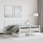 vidaXL Cadre de lit métal sans matelas et pied de lit blanc 135x190 cm