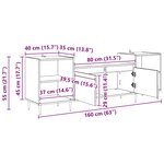 vidaXL Meuble TV Bois Ancien 160 x 35 x 55 cm Bois d'ingénierie