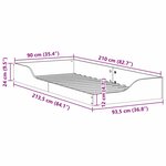 vidaXL Cadre de lit Brun cire 90 x 210 cm Pin massif