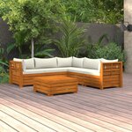 vidaXL Salon de jardin 6 Pièces avec coussins Bois d'acacia solide