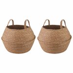 vidaXL Pot de plante avec poignées 2 pc Naturel Ø 32 x 32 cm
