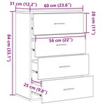 vidaXL Buffet avec tiroir Chêne Noir 60 x 39 x 80 cm Bois d'ingénierie