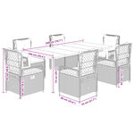 vidaXL Ensemble à manger de jardin et coussins 7 Pièces beige poly rotin