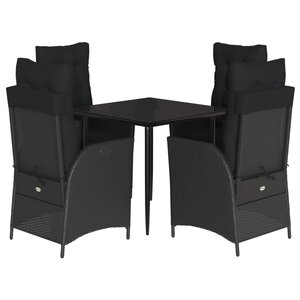 vidaXL Ensemble à manger de jardin coussins 5Pièces Noir Résine tressée
