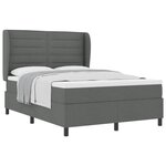 vidaXL Lit à ressorts avec matelas Gris foncé 140 x 200 cm tissu