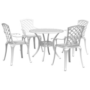 vidaXL Ensemble à manger de jardin 5 Pièces blanc aluminium coulé