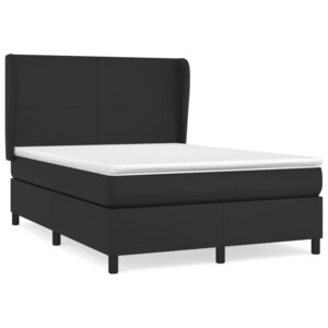 vidaXL Sommier à lattes de lit avec matelas Noir 140x190 cm Similicuir