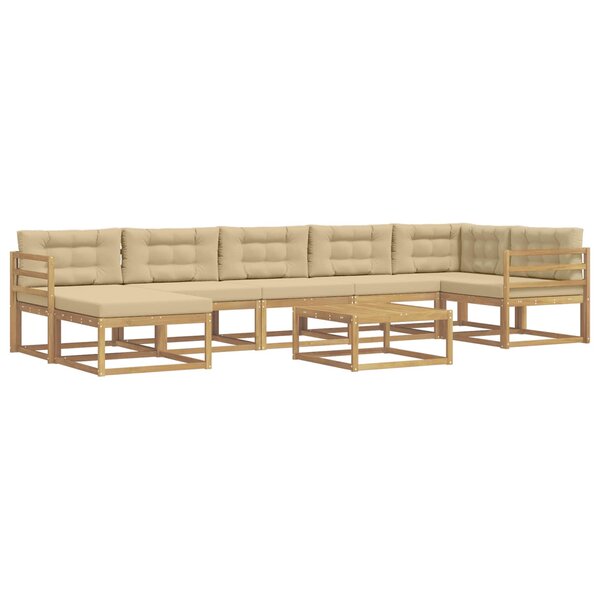 vidaXL Ensemble de canapés d'extérieur 8 pc Blanc et Beige