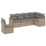 vidaXL Salon de jardin avec coussins 6 Pièces beige résine tressée