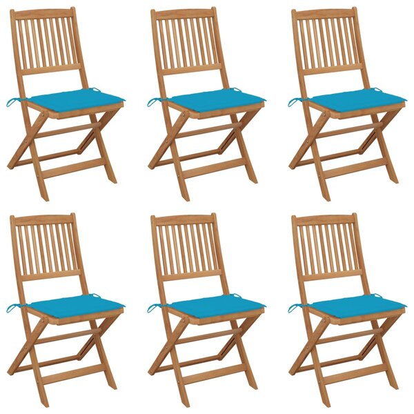 vidaXL Chaises pliables de jardin lot de 6 avec coussins Bois d'acacia