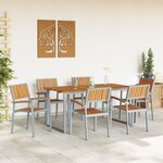 vidaXL Ensemble de salle à manger de jardin de 7 pièces en acier gris et bois d'acacia massif