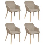 vidaXL Chaises à manger lot de 4 beige tissu et chêne massif