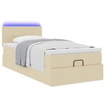 vidaXL Lit ottoman avec matelas et LED crème 90x200 cm tissu