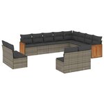 vidaXL Salon de jardin avec coussins 12 Pièces gris résine tressée